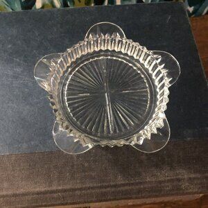 Vintage Queen Mary Green by Anchor Hocking Coaster Ashtray Clear Glass Small
